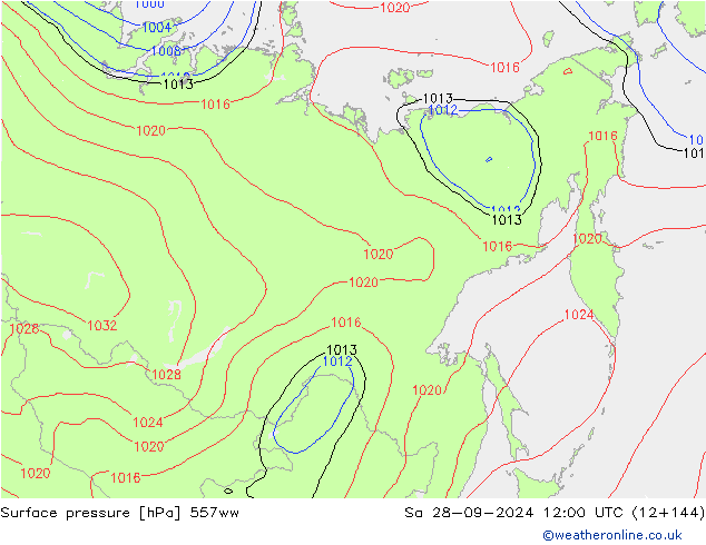 Atmosférický tlak 557ww So 28.09.2024 12 UTC