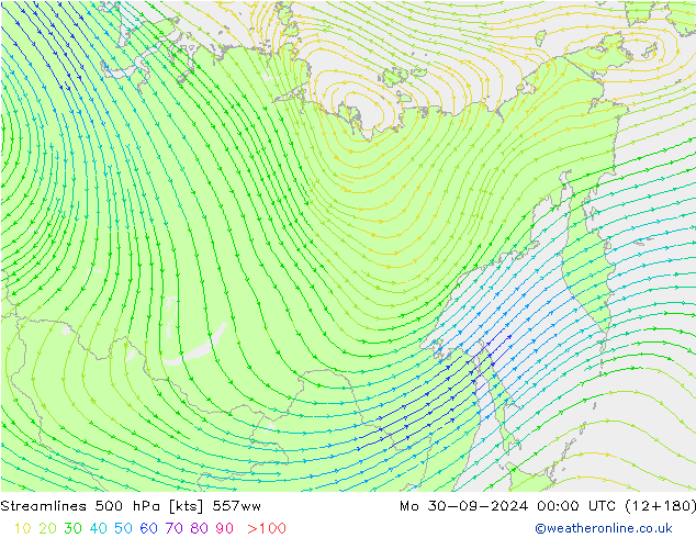 Rüzgar 500 hPa 557ww Pzt 30.09.2024 00 UTC