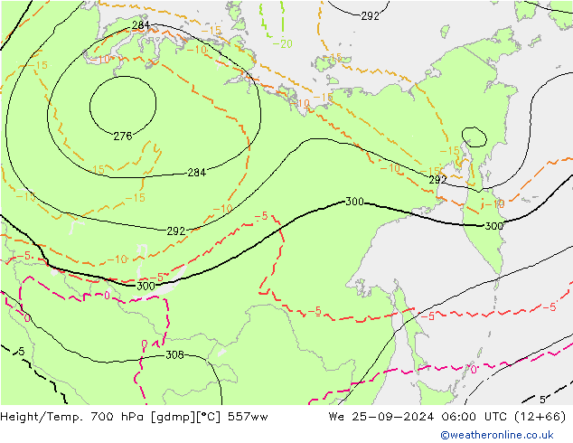 Height/Temp. 700 hPa 557ww We 25.09.2024 06 UTC