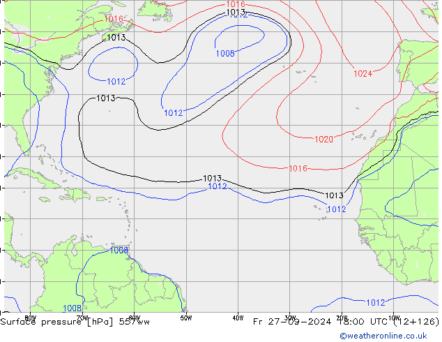 Pressione al suolo 557ww ven 27.09.2024 18 UTC