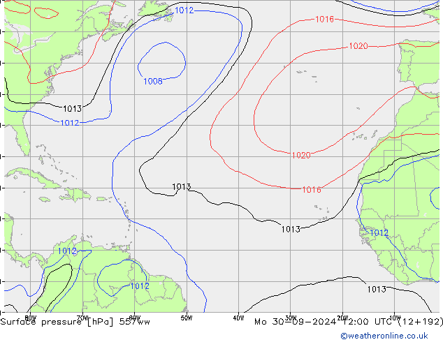 Yer basıncı 557ww Pzt 30.09.2024 12 UTC