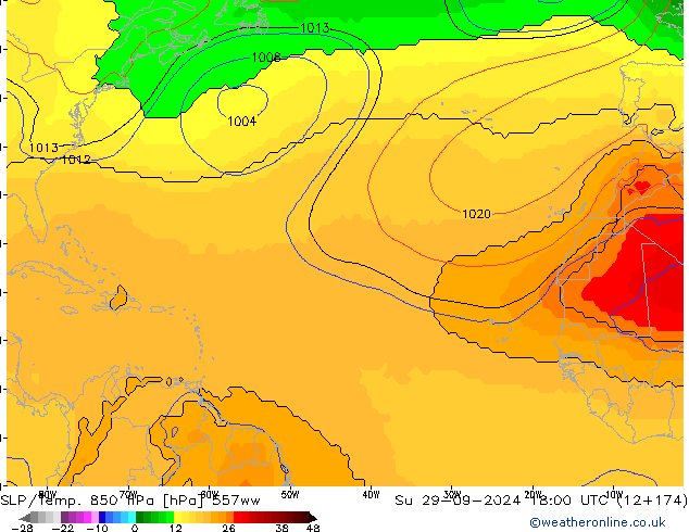 SLP/Temp. 850 hPa 557ww Ne 29.09.2024 18 UTC