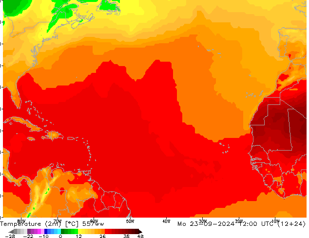 température (2m) 557ww lun 23.09.2024 12 UTC