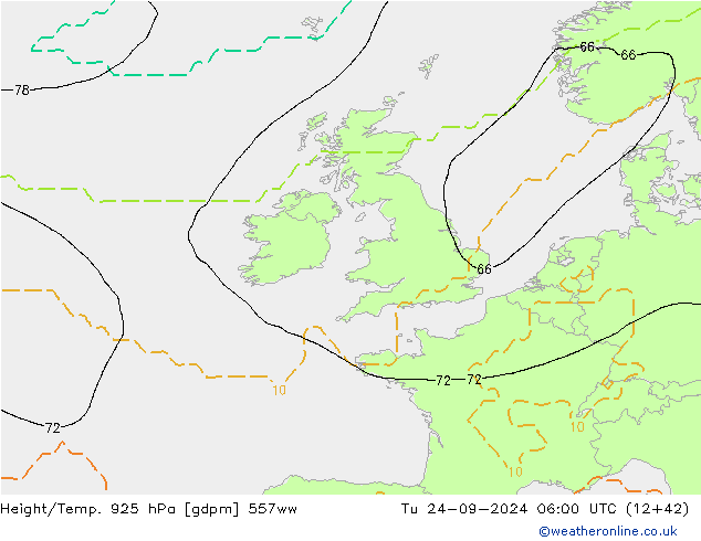 Height/Temp. 925 hPa 557ww wto. 24.09.2024 06 UTC