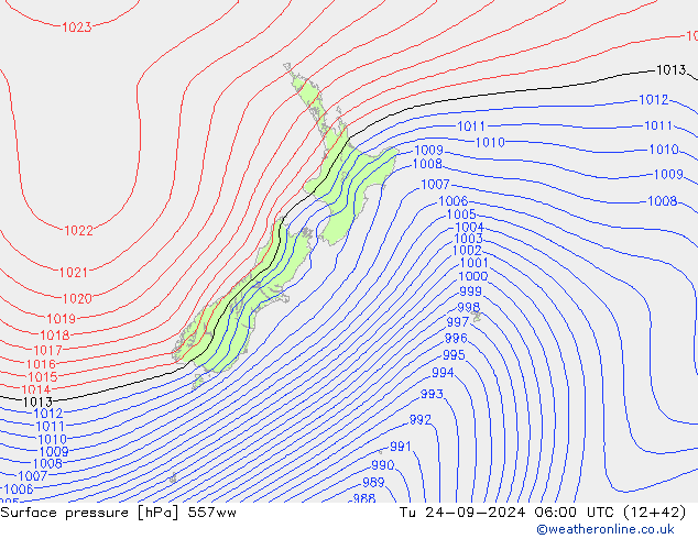 Surface pressure 557ww Tu 24.09.2024 06 UTC