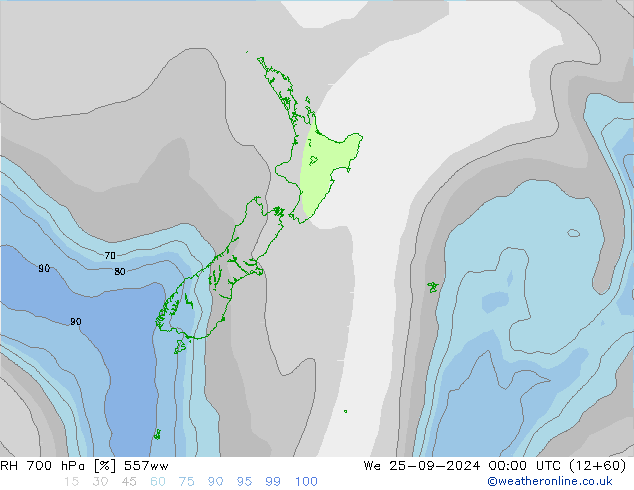 RH 700 hPa 557ww mer 25.09.2024 00 UTC