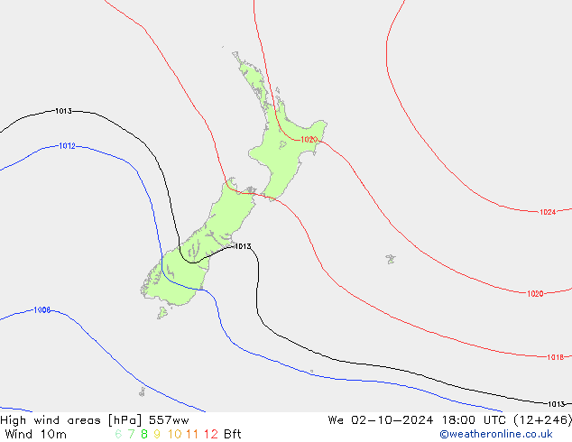 High wind areas 557ww We 02.10.2024 18 UTC