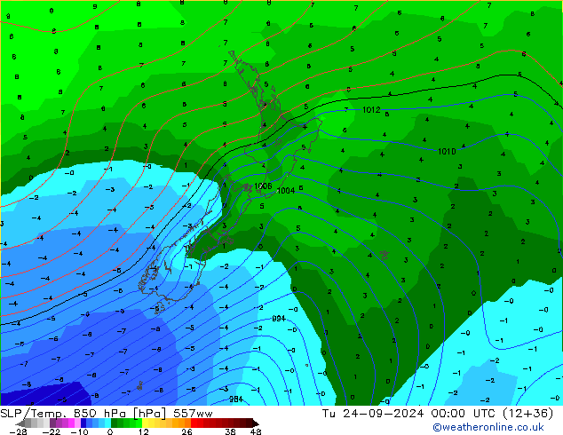 SLP/Temp. 850 hPa 557ww Tu 24.09.2024 00 UTC