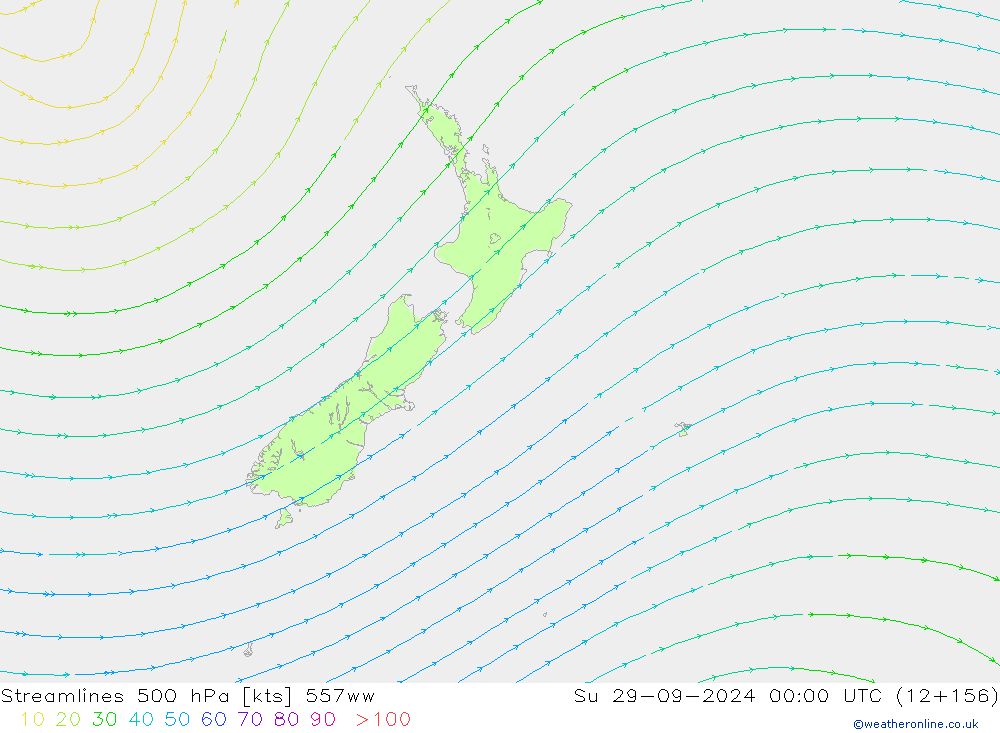 Stroomlijn 500 hPa 557ww zo 29.09.2024 00 UTC