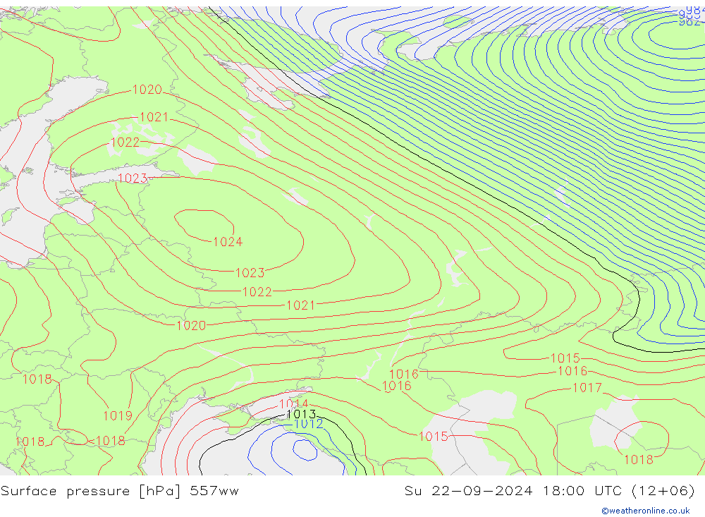 Presión superficial 557ww dom 22.09.2024 18 UTC