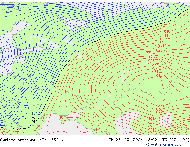 Luchtdruk (Grond) 557ww do 26.09.2024 18 UTC