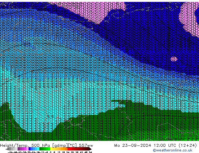 Height/Temp. 500 hPa 557ww lun 23.09.2024 12 UTC