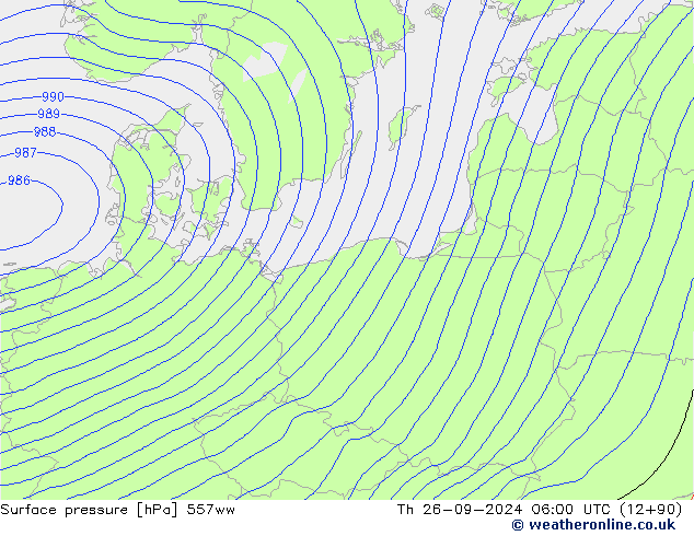 Luchtdruk (Grond) 557ww do 26.09.2024 06 UTC