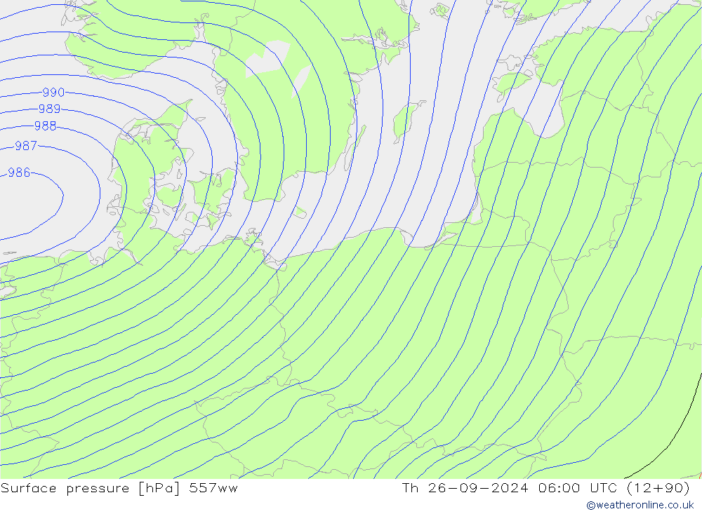 Surface pressure 557ww Th 26.09.2024 06 UTC