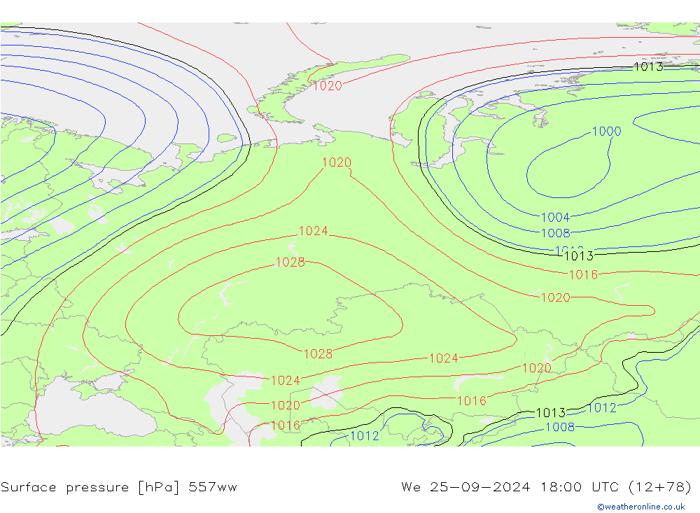 приземное давление 557ww ср 25.09.2024 18 UTC