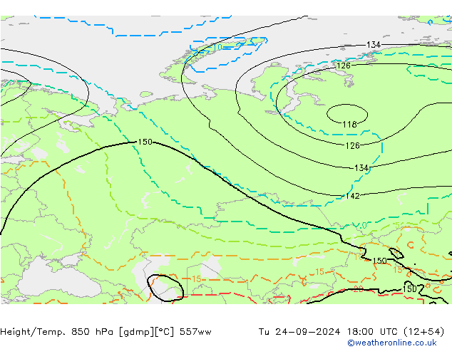 Height/Temp. 850 hPa 557ww Di 24.09.2024 18 UTC