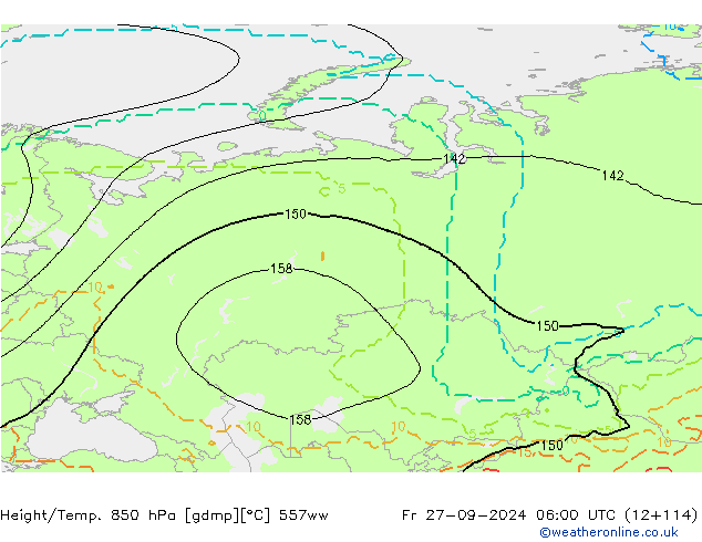 Height/Temp. 850 hPa 557ww ven 27.09.2024 06 UTC