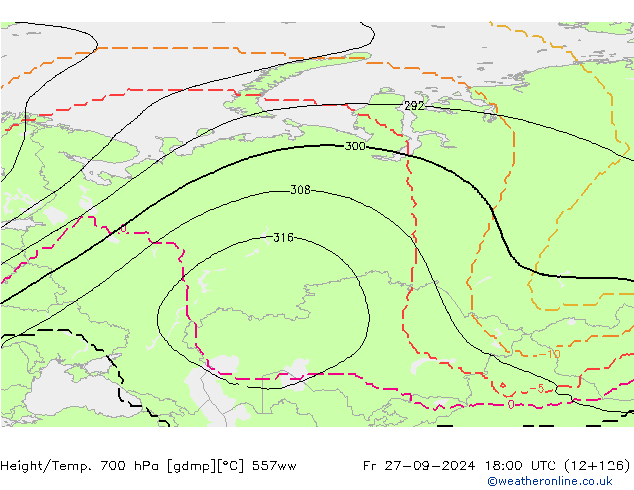 Height/Temp. 700 hPa 557ww Sex 27.09.2024 18 UTC