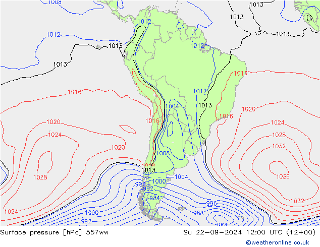 Surface pressure 557ww Su 22.09.2024 12 UTC