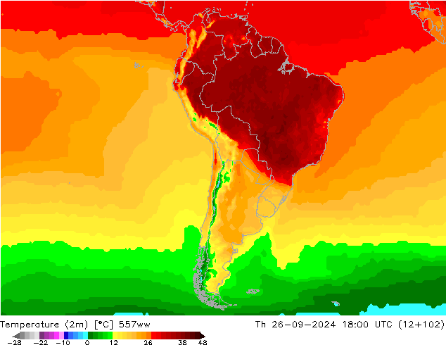 Temperatura (2m) 557ww Qui 26.09.2024 18 UTC