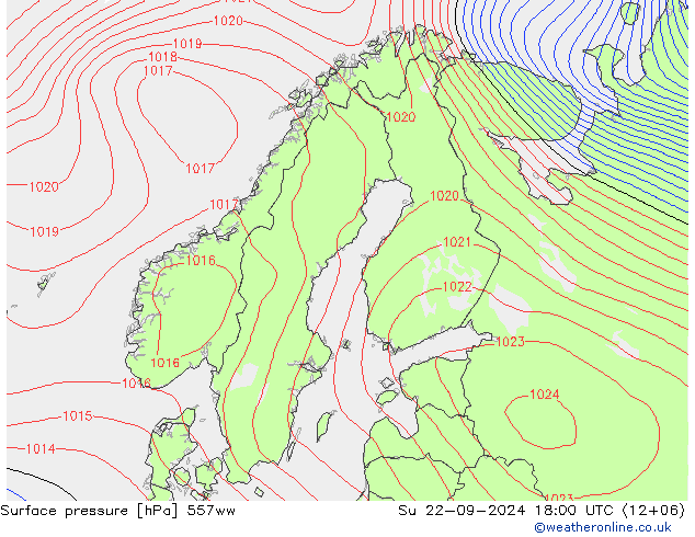 Surface pressure 557ww Su 22.09.2024 18 UTC