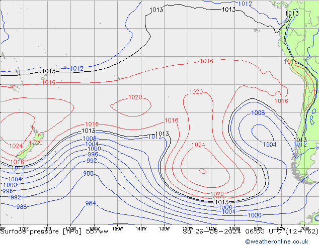 Surface pressure 557ww Su 29.09.2024 06 UTC