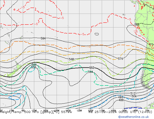 Géop./Temp. 500 hPa 557ww mer 25.09.2024 00 UTC