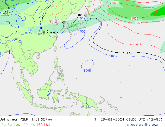 Jet stream/SLP 557ww Th 26.09.2024 06 UTC