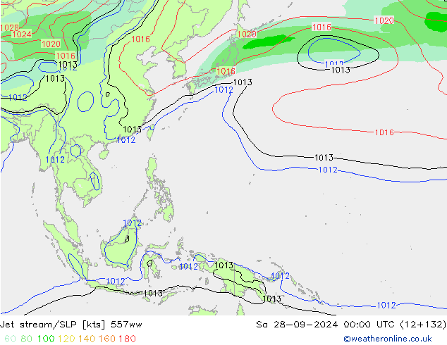 Jet stream/SLP 557ww So 28.09.2024 00 UTC