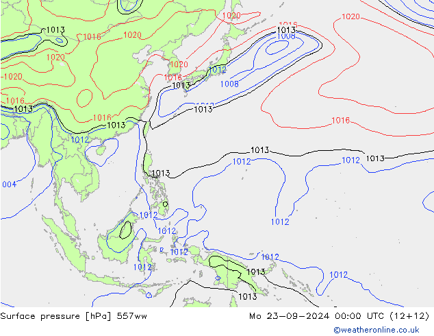 Surface pressure 557ww Mo 23.09.2024 00 UTC