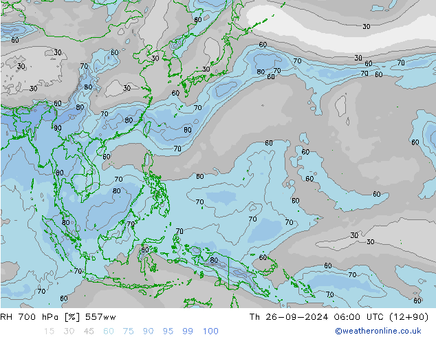 RH 700 hPa 557ww Th 26.09.2024 06 UTC