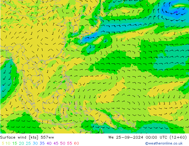 Surface wind 557ww We 25.09.2024 00 UTC