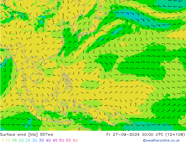 Surface wind 557ww Fr 27.09.2024 00 UTC