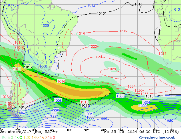 Jet stream/SLP 557ww We 25.09.2024 06 UTC