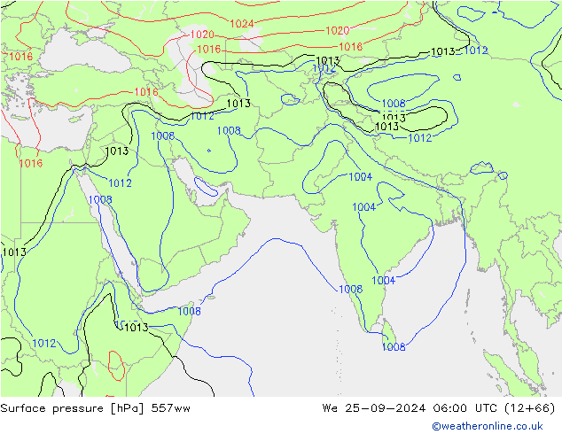 Surface pressure 557ww We 25.09.2024 06 UTC