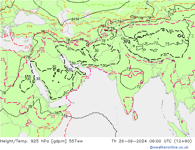 Height/Temp. 925 hPa 557ww 星期四 26.09.2024 06 UTC