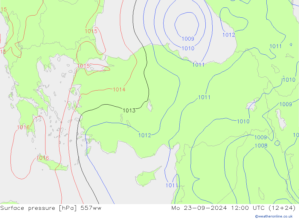 Atmosférický tlak 557ww Po 23.09.2024 12 UTC