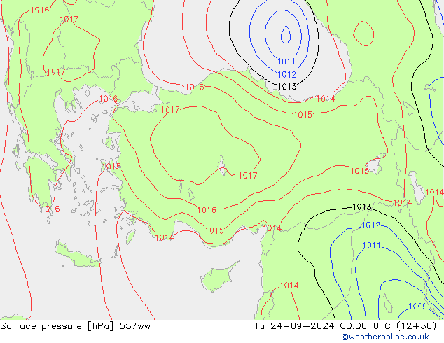 Surface pressure 557ww Tu 24.09.2024 00 UTC