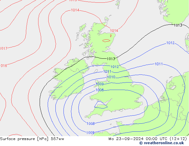 Pressione al suolo 557ww lun 23.09.2024 00 UTC