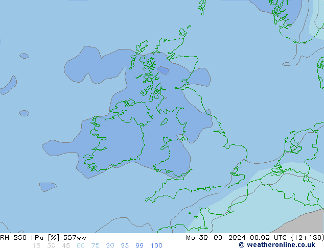 RH 850 hPa 557ww Seg 30.09.2024 00 UTC