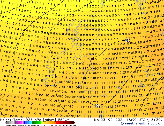 Height/Temp. 925 hPa 557ww pon. 23.09.2024 18 UTC