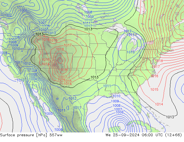 Surface pressure 557ww We 25.09.2024 06 UTC