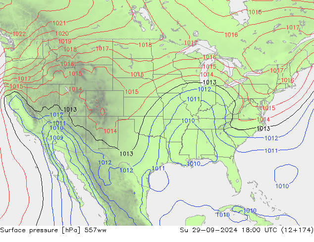 Surface pressure 557ww Su 29.09.2024 18 UTC