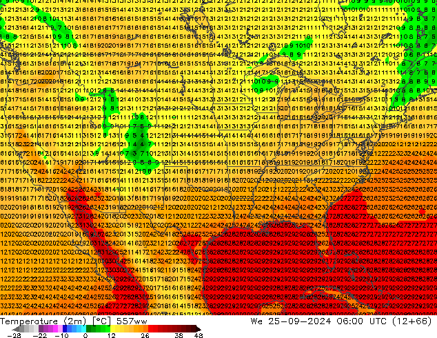 Temperature (2m) 557ww St 25.09.2024 06 UTC