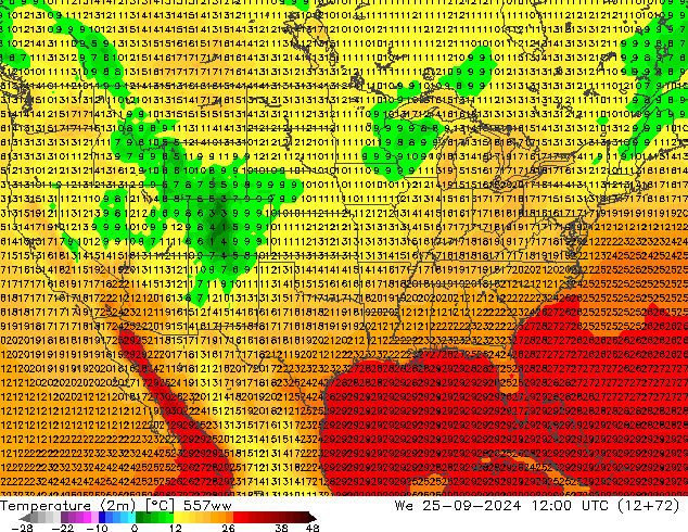 Temperatura (2m) 557ww mié 25.09.2024 12 UTC