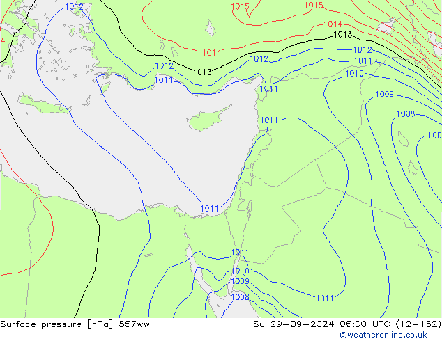 Surface pressure 557ww Su 29.09.2024 06 UTC