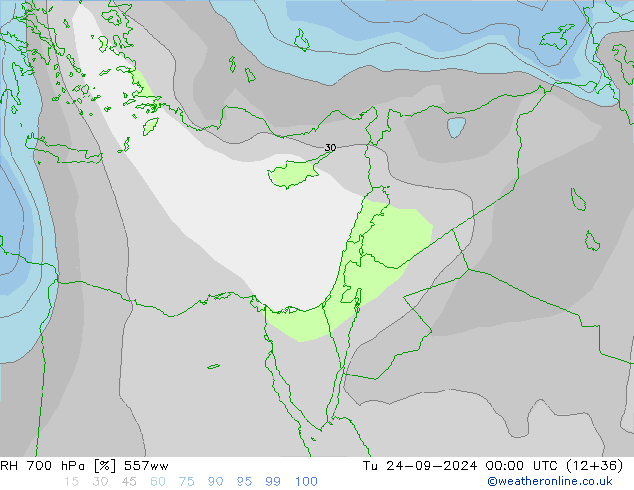 RH 700 hPa 557ww Tu 24.09.2024 00 UTC