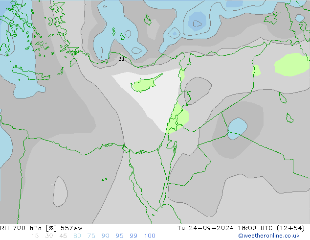 RH 700 hPa 557ww Ter 24.09.2024 18 UTC