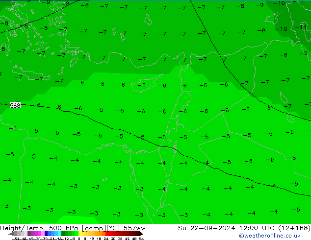 Géop./Temp. 500 hPa 557ww dim 29.09.2024 12 UTC