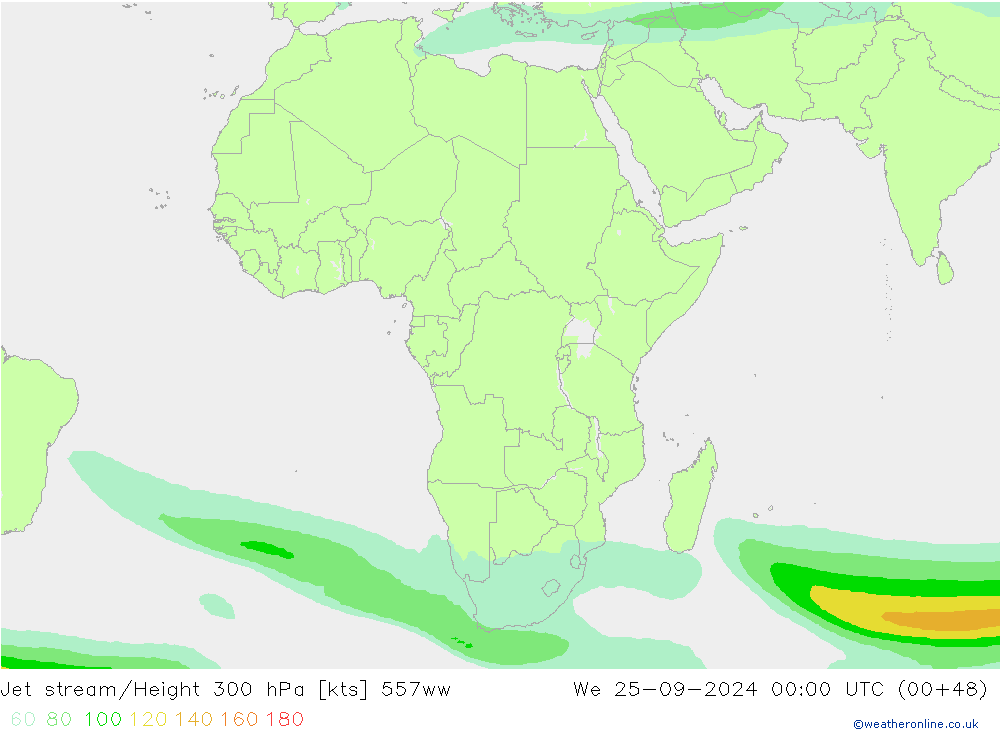 Jet stream/Height 300 hPa 557ww St 25.09.2024 00 UTC